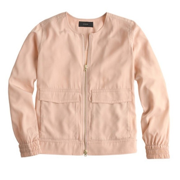 J. Crew Jackets & Blazers - J. Crew Women's Lightweight Utility Bomber Jacket Zip Front Thin Silky M Neutral